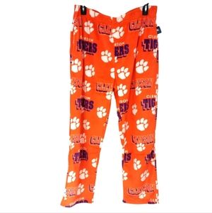 Clemson Tigers Pants Size Large Orange Fleece Sleepwear Drawstring Slash Pockets